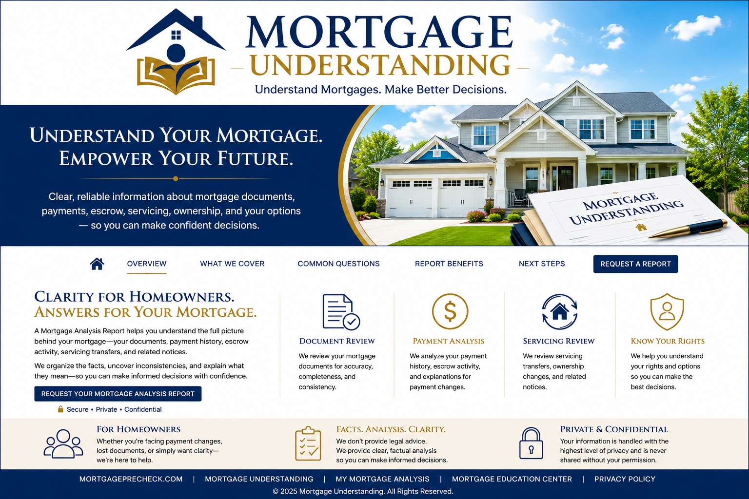 Mortgage Understanding educational resource for homeowners learning about mortgage documents payments escrow servicing ownership and homeowner options